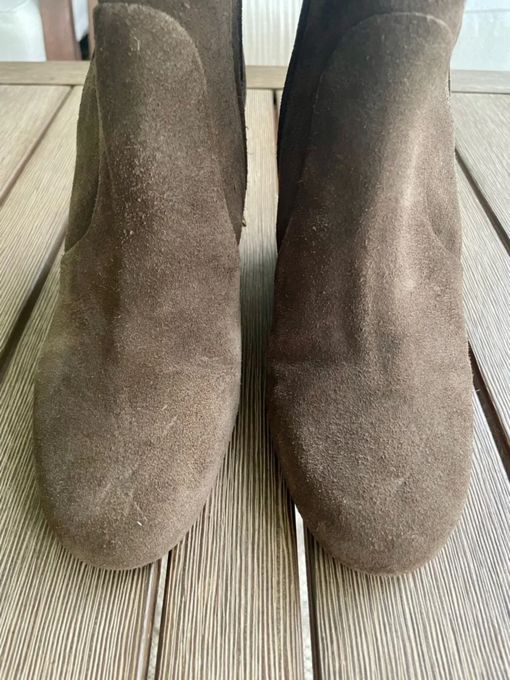 Tory Burch Brown Suede Wedge Ankle Boots Size 7M Leather Made in Brazil